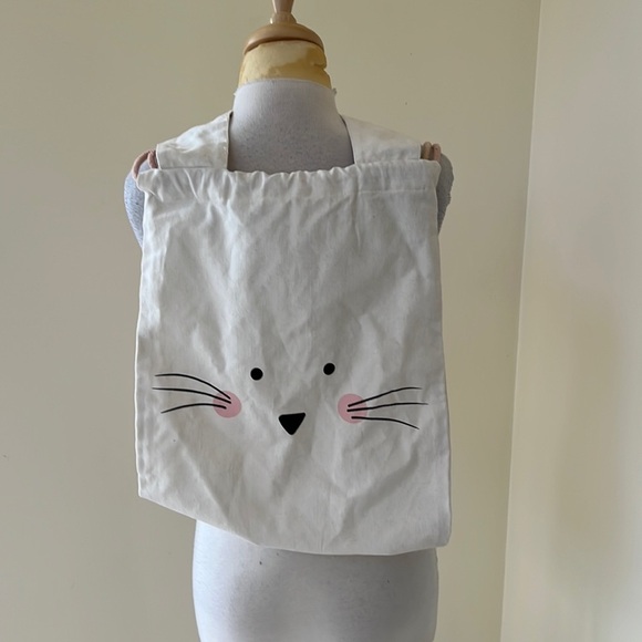No brand off white canvas back pack with tie. main image 5